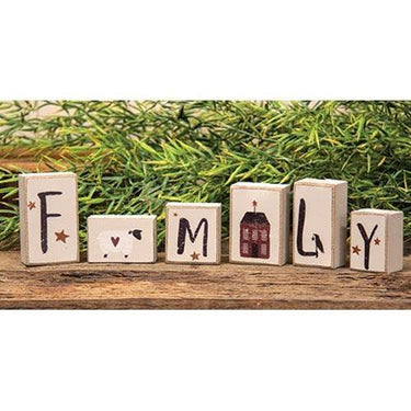 6 Set Primitive Family Letter Blocks - The Fox Decor